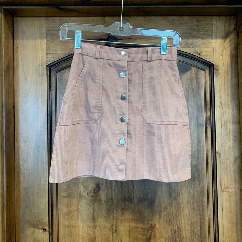 Pink Corduroy Skirt